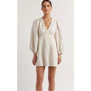 DISSH ROSA NATURAL LINEN MINI DRESS
